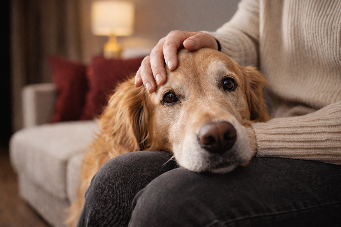 chien détendu par caresses