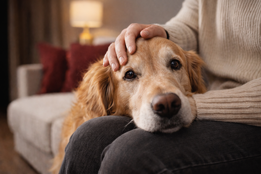 chien détendu par caresses