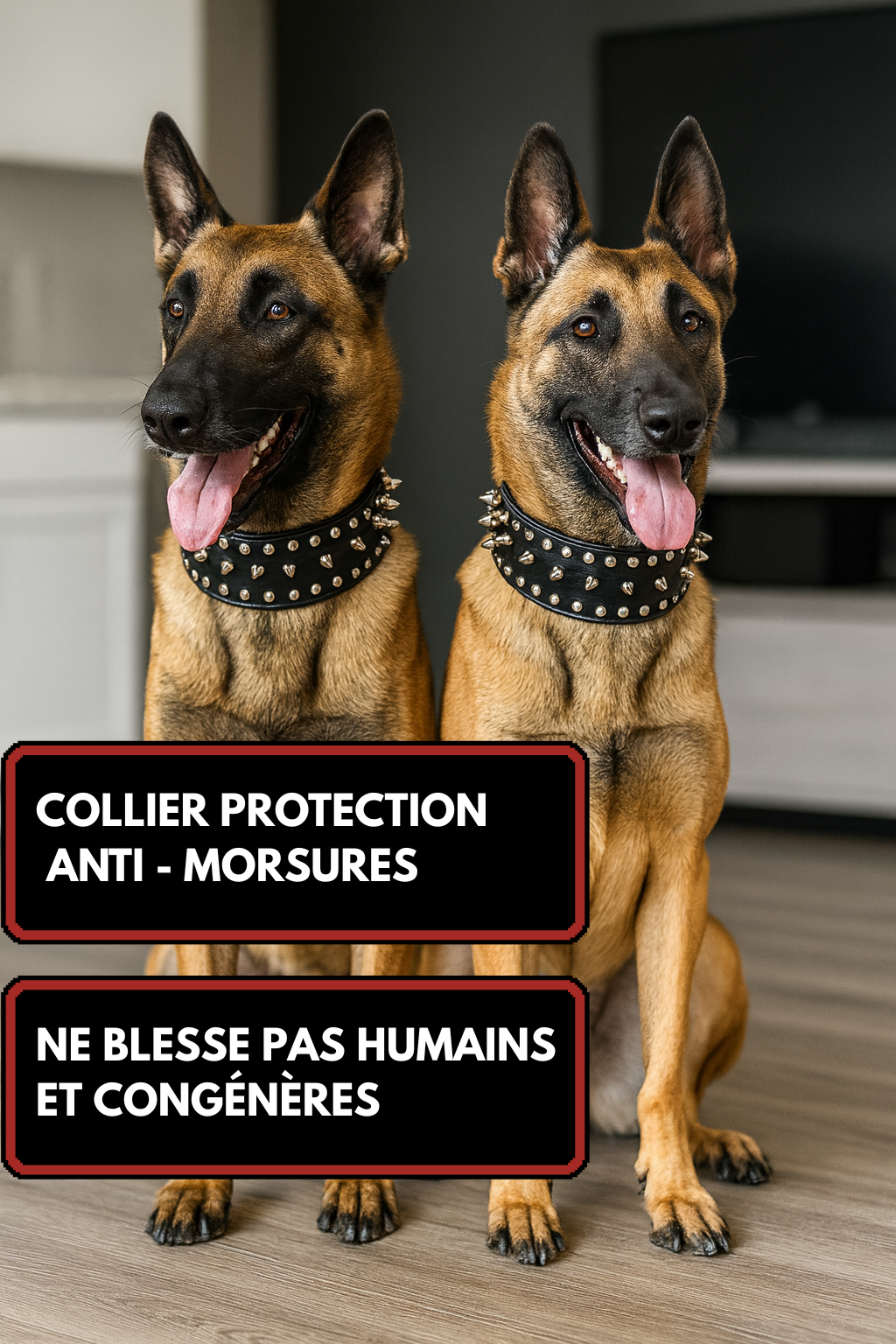 Collier clouté CUIR 100% - Protection Premium